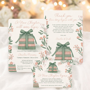 Whimsical Sage green Neues Kapitel Bücher Kinderdu Einladung