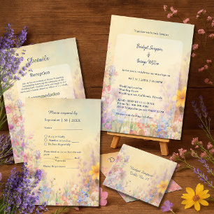 Pastel Wildblume Meadow Barn Wedding Einladung
