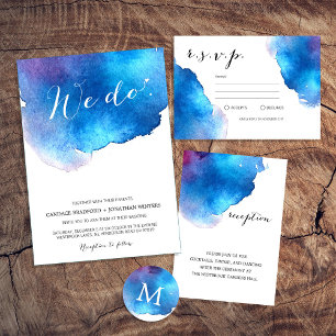 Blue Splash Watercolor Hochzeit Begleitkarte
