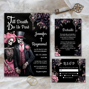 Bis zum Tod   Gothic Wedding Black RSVP Card