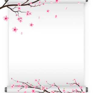 Japanischer Scroll Cherry Blossom Tree Polterabend Einladung