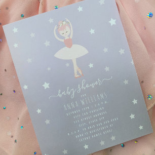 Ballerina Baby Shower Lila Baby Girl Einladung