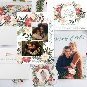 Elegante Holiday Party Poinsettia Wreath Splendor Einladung