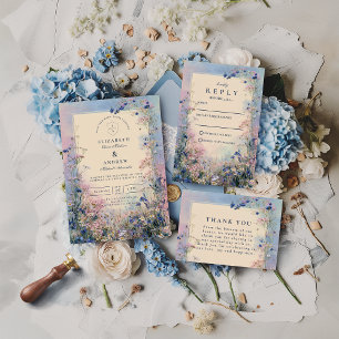 Pastell-Wildblumen-Wiese-Hochzeit Dankeskarte