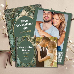 Foto Vintager Blumenstrauß Jugendstil Hochzeit Einladung