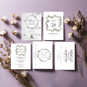 Watercolor Cotton Lavender Wedding Guest Details E Begleitkarte