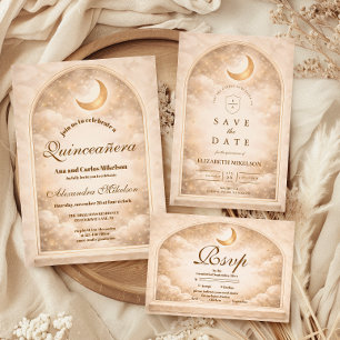 Goldene Konstellation Quinceañera RSVP Karte