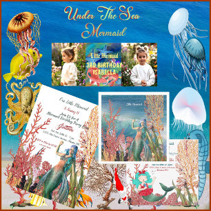 Unter der Meerjungfrau Tropical Coral Reef Geburts Einladung