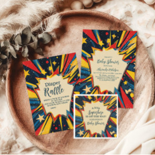 Vintages Comic Boy Baby Dusche Einladung