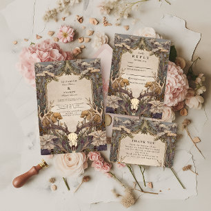 Boho-Wald-Geweih-Hochzeit Save The Date