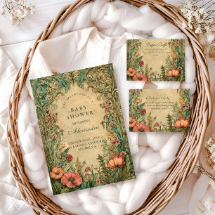 Vintage-Art-Nouveau-Floral-Baby-Shower Einladung