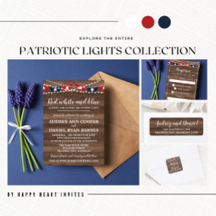 Patriotic Lights Fourth of July Banner Wedding Einladung