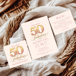 Roségold Elegant 50. Geburtstag Dankeskarte