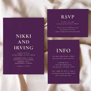 Saubere kühne Schriftart Lila Moderne Hochzeit RSVP Karte