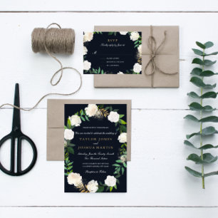 Einladung zur Hochzeitsfeier mit Blush Navy