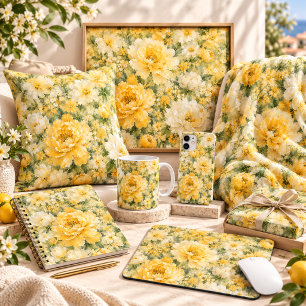 Gelbes Wildblumenwiesen-Cottagecore-Florales  Kissen