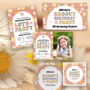 Groovy Daisies Hippie Girl's Birthday Banner