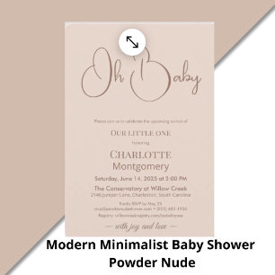 Modernes Minimalistisches Babyshower   Puderrosé Begleitkarte