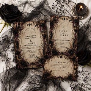 Boho-Goth-Hochzeit RSVP Karte