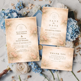 Antike Florale Vintage-Hochzeit im Gartenstil Einladung