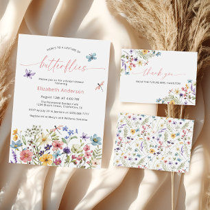 Lebenszeit der Schmetterlinge Wildblumen Brautpart Einladung