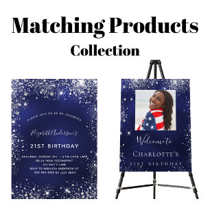 21. Geburtstagsnavy blauen silbernen Glitzer glamo Einladung