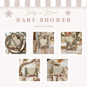 Vintage Magnolie Baby Shower Windelraffel Begleitkarte