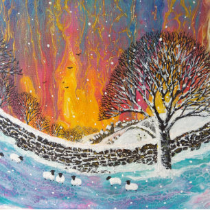 Happy Holidays Christmas Snowy Hütte House Mitteilungskarte