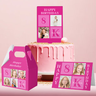 Chic Hot Pink Custom Girls Foto Geburtstagsparty Geschenkschachtel