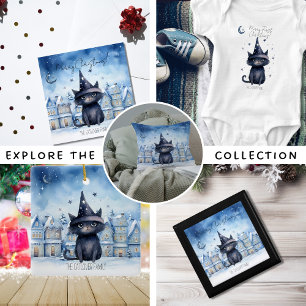 Gemütliche Weihnachts Schwarze Katze Winterurlaub  Kissen