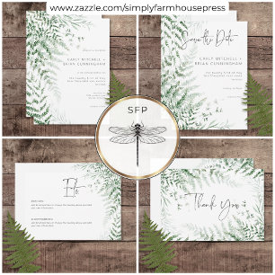 Elegant Delicate Greenerity Ferns Wedding Dankeskarte