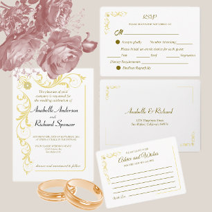 Elegante Viktorianische Hochzeit Einladung