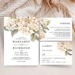 Hydrangea Elegant White Wedding retten das Datum Einladung