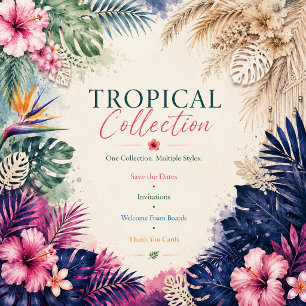 Tropische Hawaii-Boho-Palmen-Blumen-Hochzeit Einladung