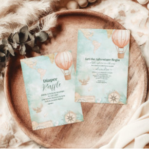 Wasserfarbenabenteuer erwartet Gender Baby Dusche Einladung