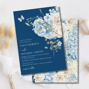 Romantische Hochzeit mit blauer Wasserfarbe Acryleinladungen