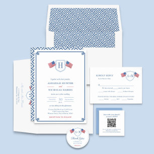 Patriotic USA Flag Meetingoptionen Hochzeit RSVP Begleitkarte