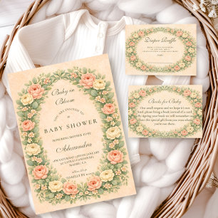 Rosa-Garten-Baby-Party im Blush-Sage-Stil Einladung