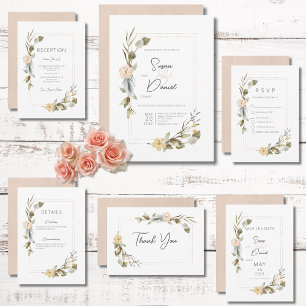 Dried Boho Floral Frame Wedding Save The Date