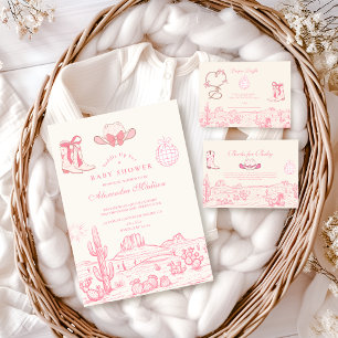 Disco Cowgirl Baby Duschdiapper Raffle Begleitkarte