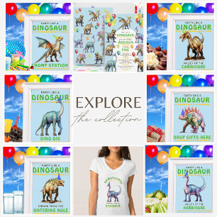 Party wie ein Dinosaurier Spaß & Niedliche Balloon Einladung