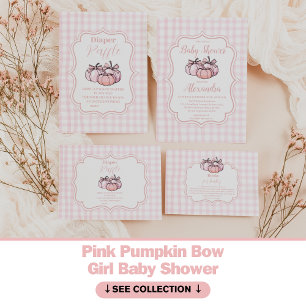 Pink Pumpkin Bow Girl Babydusche Raffle Diapper Begleitkarte