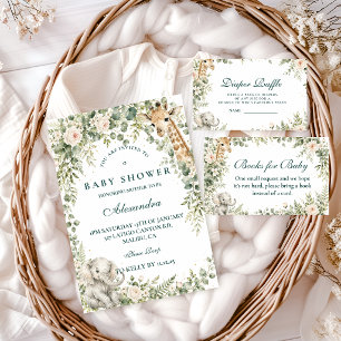Botanisches Rosa-Safari-Mädchen-Baby-Shower Serviette