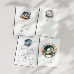 Seashell & Ocean Theme Little Pearl Baby Dusche Dankeskarte