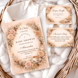 Boho Neutral Ein Baby ist auf dem Weg Baby Shower Serviette