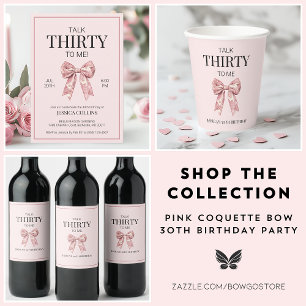 Modern Dreißig Elegant Pink Bow Happy 30. Geburtst Karte