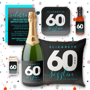 Modernes Girly Ice Blue 60 und Sizzlin' Einladung