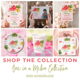 Rosa Wasserfarbe Eins in einem Melon Girl Erstgebu Geschenkpapier