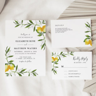 Hochzeitsreise mit Zitronenblättern Einladung