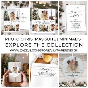 Elegantes Script Heart Family Foto Frohe Weihnacht Ornament Aus Glas